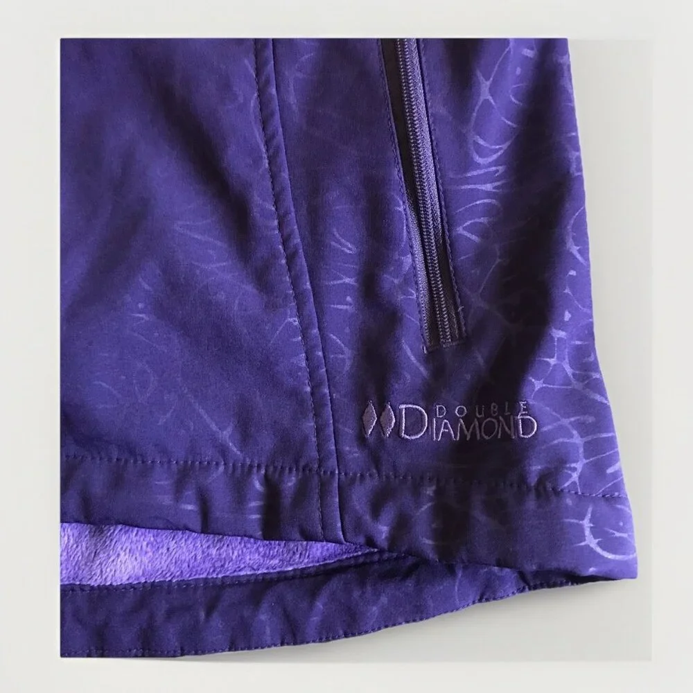 Double Diamond Purple Hooded Soft Shell Jacket Coat Abstract Print Large - Picture 4 of 7